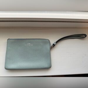 NWOT Coach Shimmery Sky Blue Wristlet